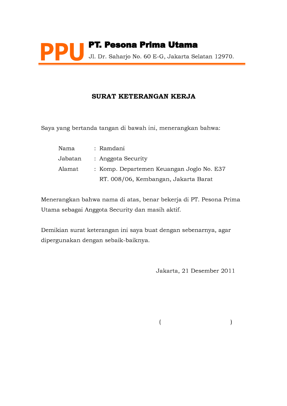 Detail Surat Pernah Bekerja Nomer 28