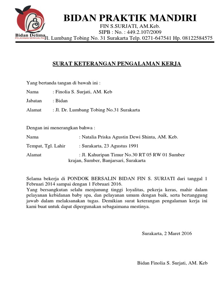 Detail Surat Pernah Bekerja Nomer 39