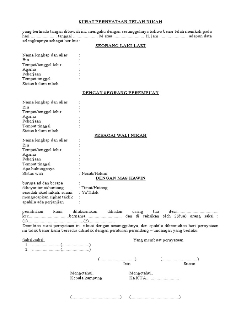 Detail Surat Pernyataan Akan Menikah Nomer 17