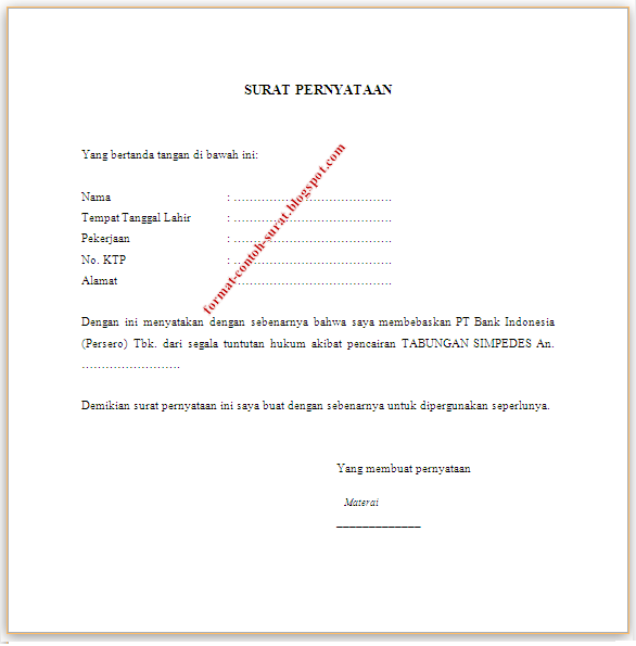 Detail Surat Pernyataan Bank Nomer 33