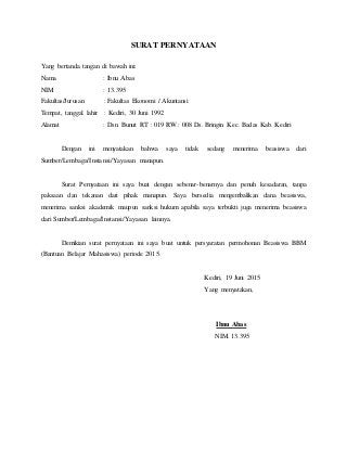 Detail Surat Pernyataan Beasiswa Nomer 13