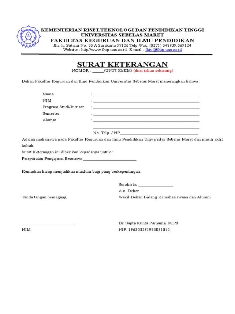 Detail Surat Pernyataan Beasiswa Nomer 19