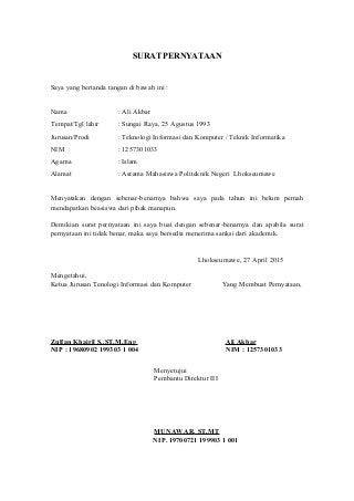 Detail Surat Pernyataan Beasiswa Nomer 51