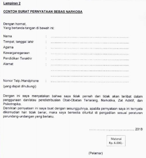 Detail Surat Pernyataan Bebas Narkoba Nomer 4