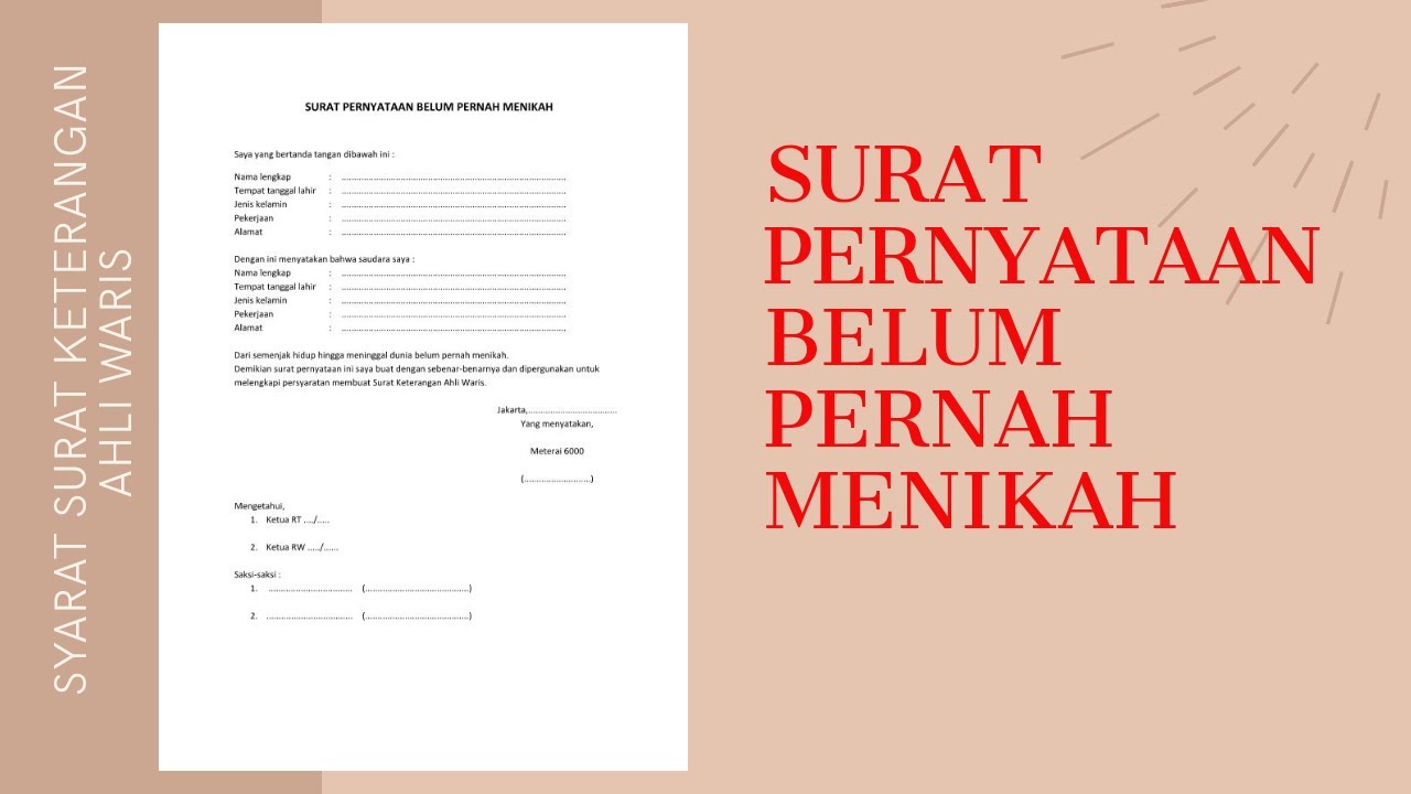 Detail Surat Pernyataan Belum Pernah Menikah Nomer 32