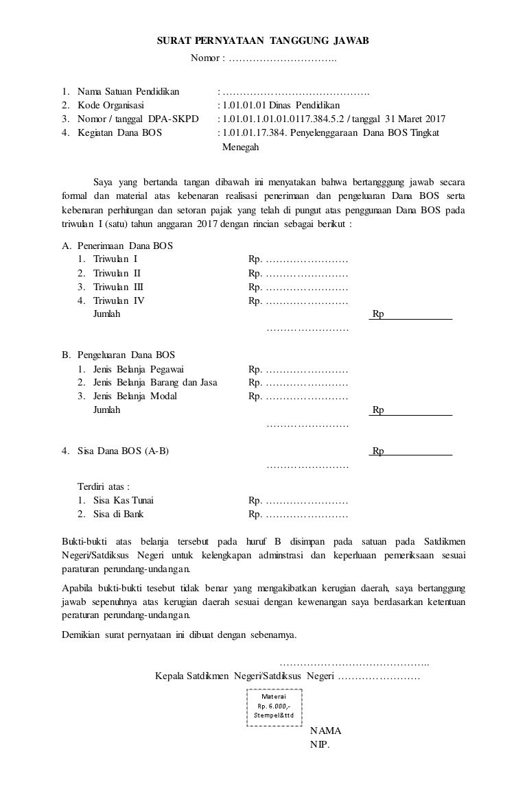 Detail Surat Pernyataan Bertanggung Jawab Nomer 37