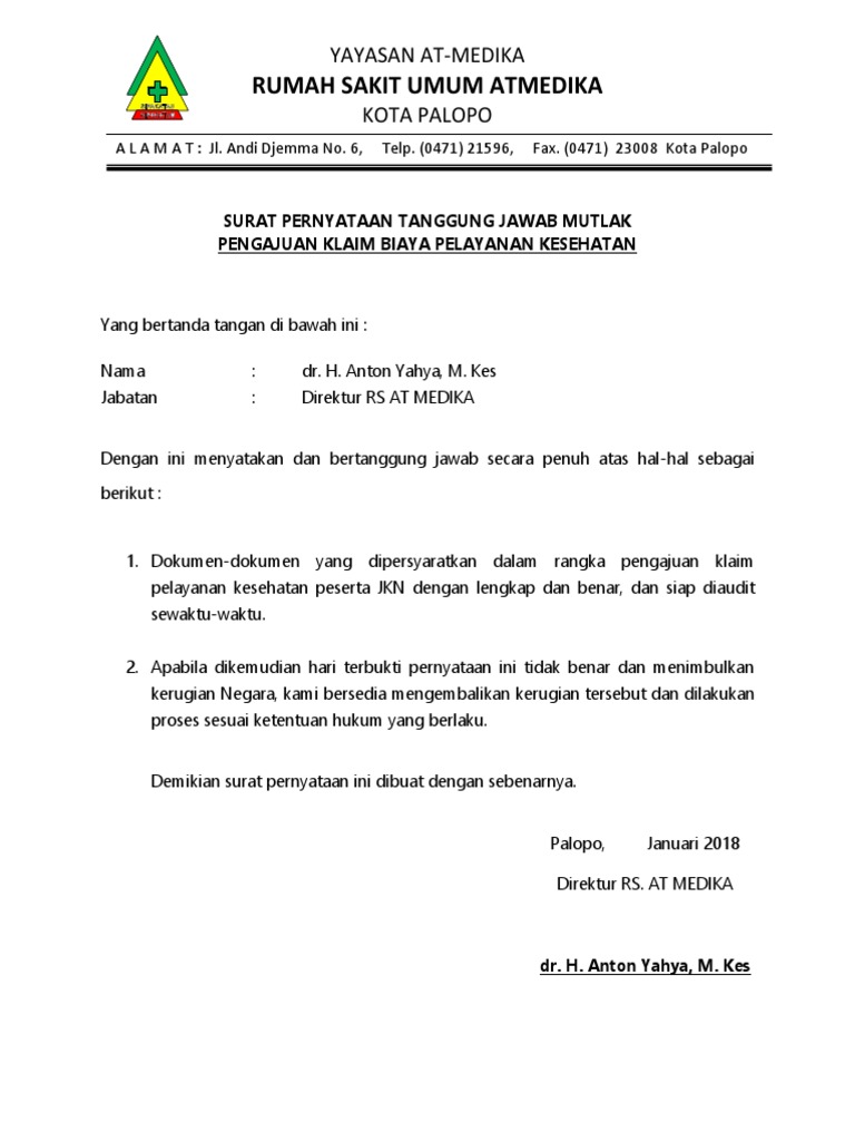 Detail Surat Pernyataan Bertanggung Jawab Nomer 8