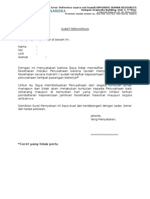 Detail Surat Pernyataan Bpjs Nomer 11