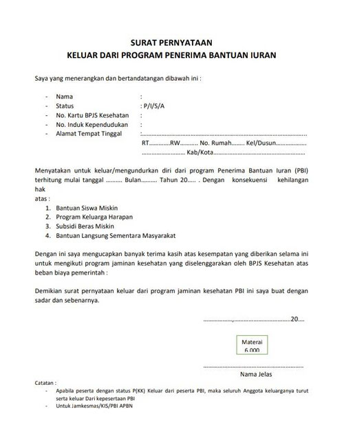 Detail Surat Pernyataan Bpjs Nomer 14