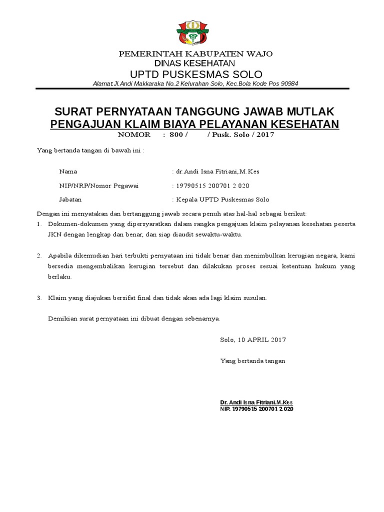 Detail Surat Pernyataan Bpjs Nomer 19
