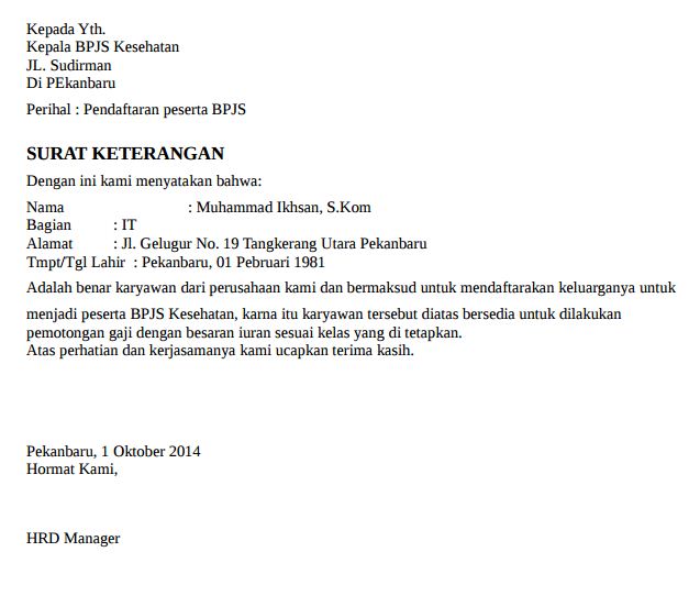 Detail Surat Pernyataan Bpjs Nomer 26