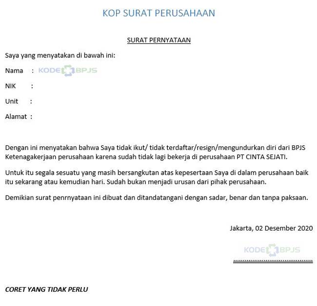 Detail Surat Pernyataan Bpjs Nomer 4