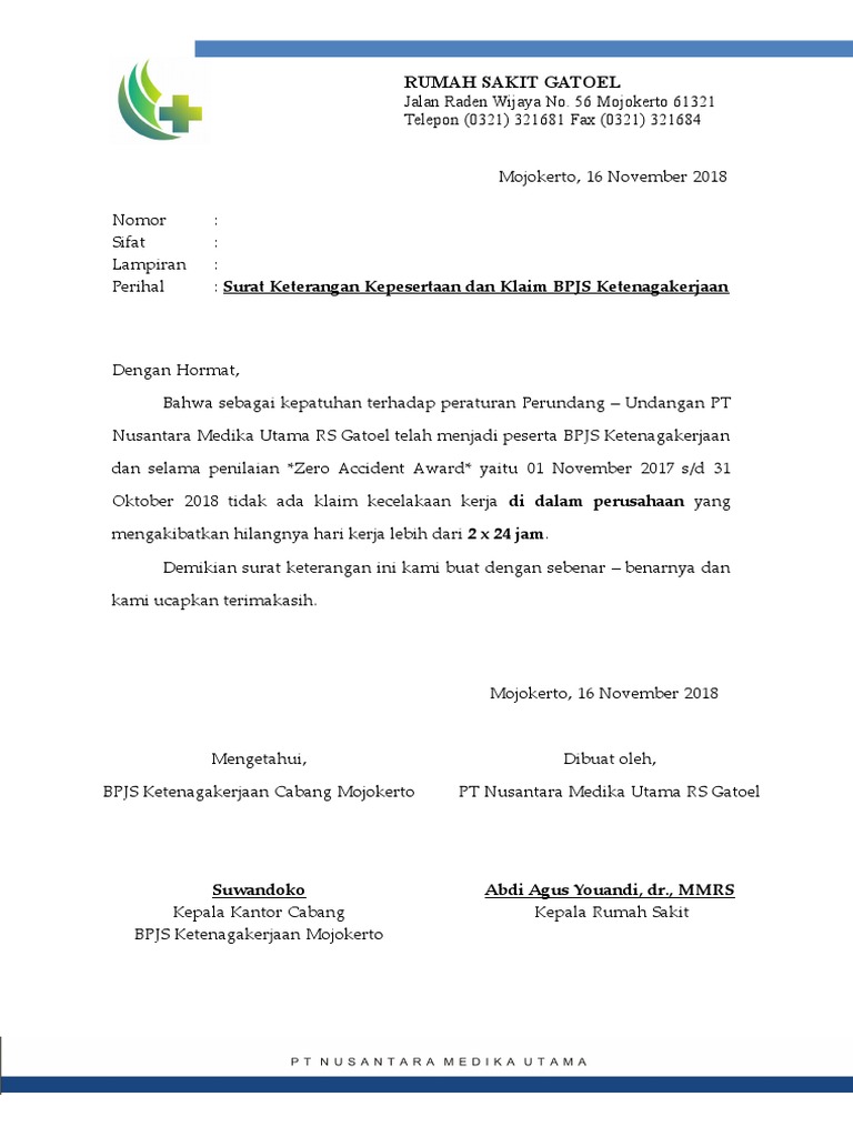 Detail Surat Pernyataan Bpjs Nomer 33