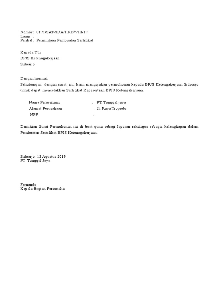 Detail Surat Pernyataan Bpjs Nomer 34