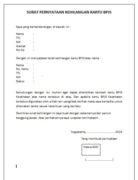 Detail Surat Pernyataan Bpjs Nomer 37