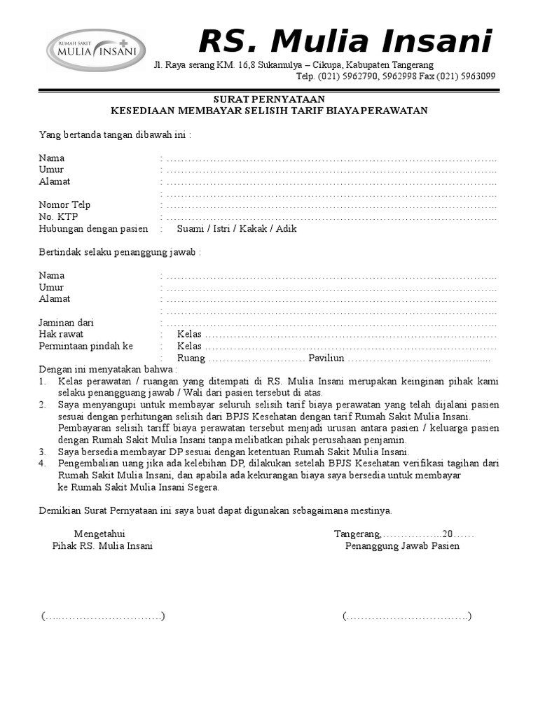 Detail Surat Pernyataan Bpjs Nomer 40