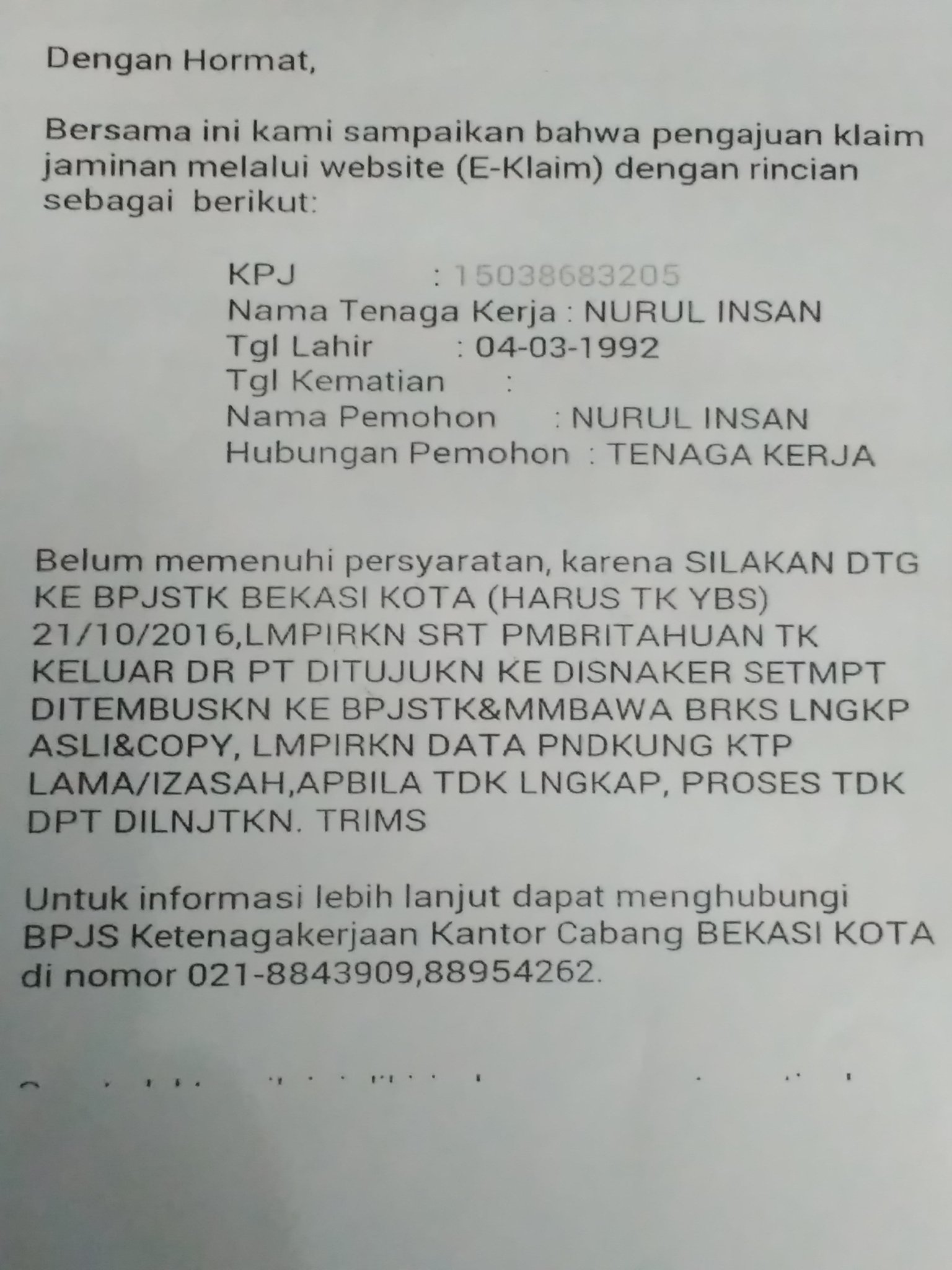 Detail Surat Pernyataan Bpjs Nomer 41