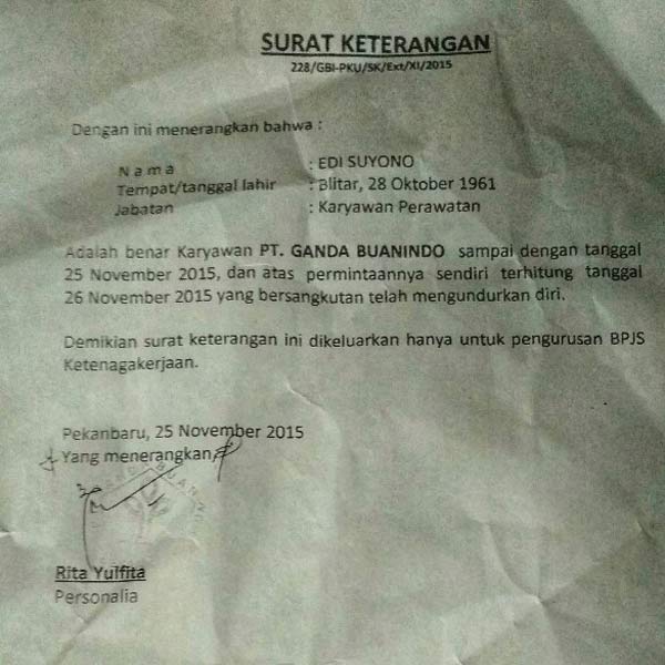 Detail Surat Pernyataan Bpjs Nomer 45