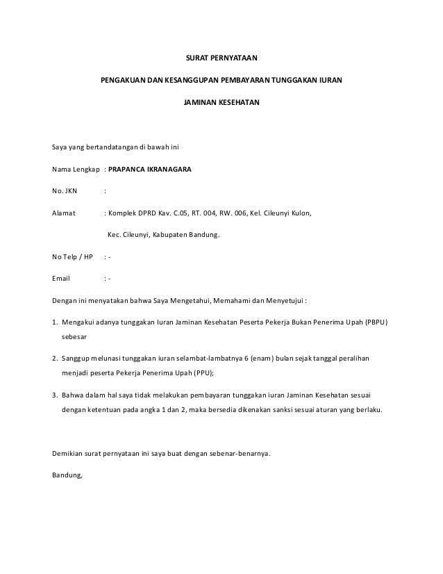 Detail Surat Pernyataan Bpjs Nomer 51
