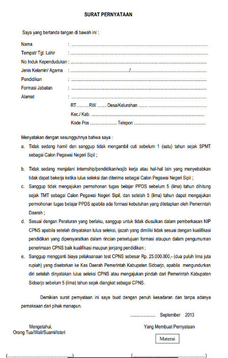 Detail Surat Pernyataan Contoh Nomer 38