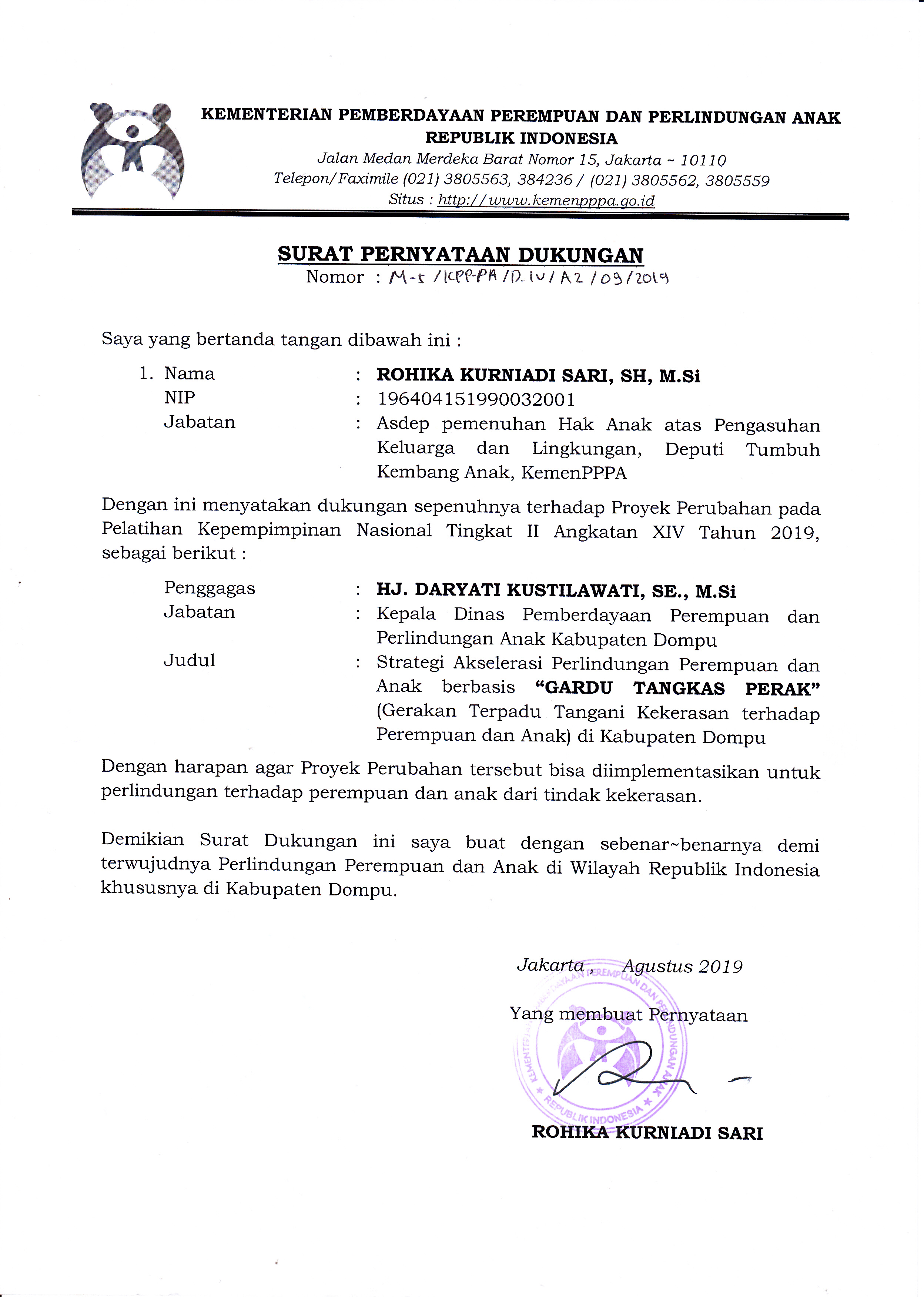 Detail Surat Pernyataan Dukungan Dari Masyarakat Nomer 5