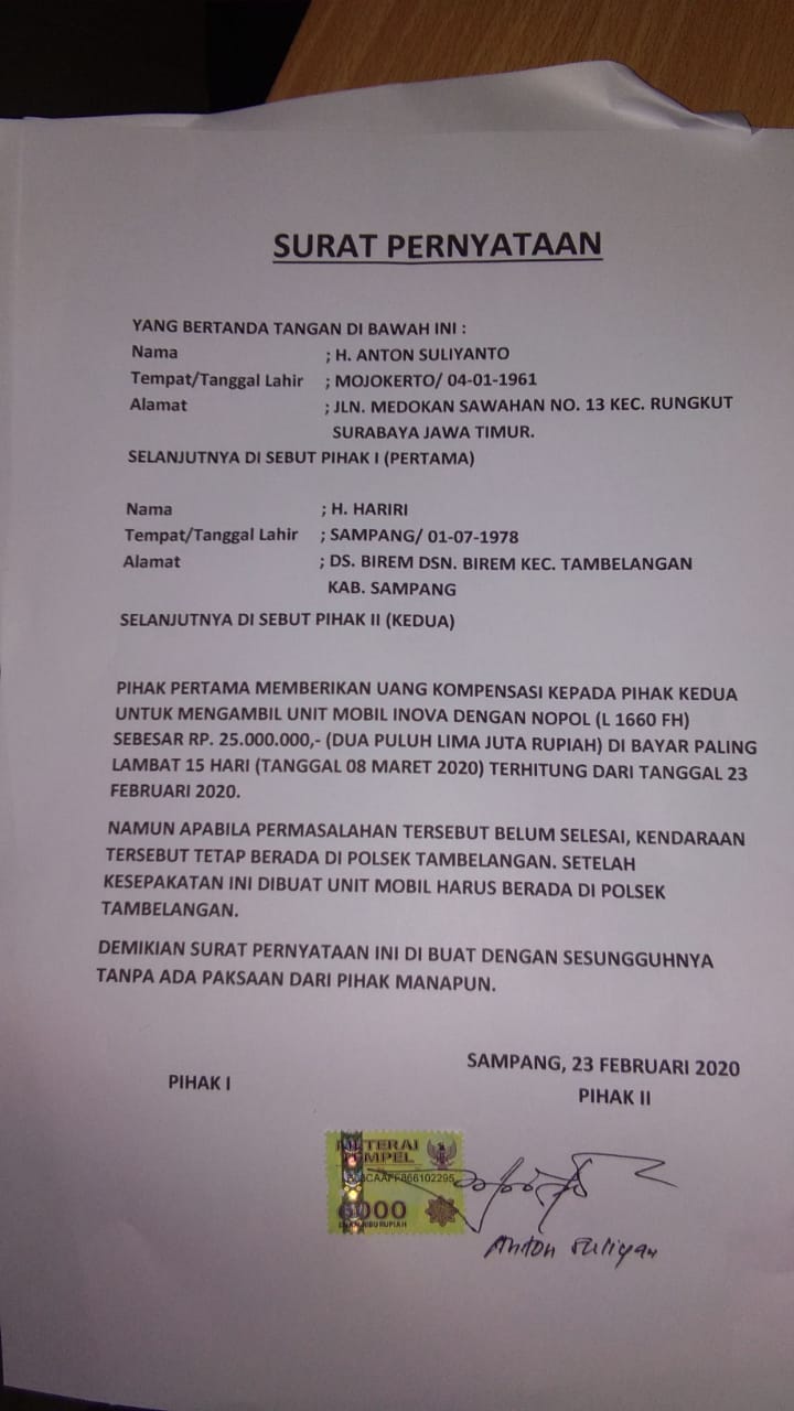 Detail Surat Pernyataan Gadai Mobil Nomer 49