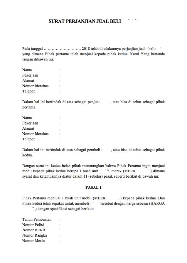 Detail Surat Pernyataan Gadai Motor Nomer 51