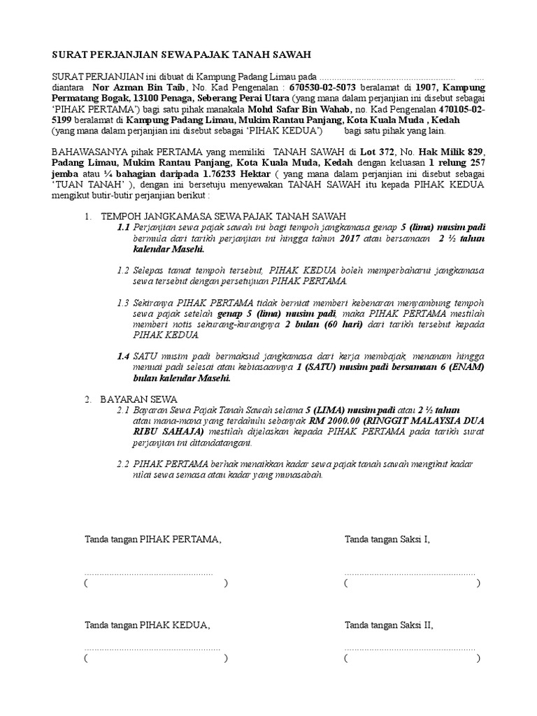 Detail Surat Pernyataan Gadai Tanah Nomer 32