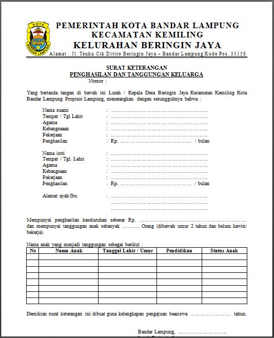 Detail Surat Pernyataan Gaji Orang Tua Nomer 46