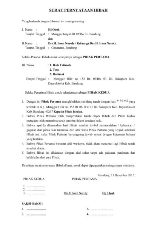 Detail Surat Pernyataan Hibah Rumah Nomer 21