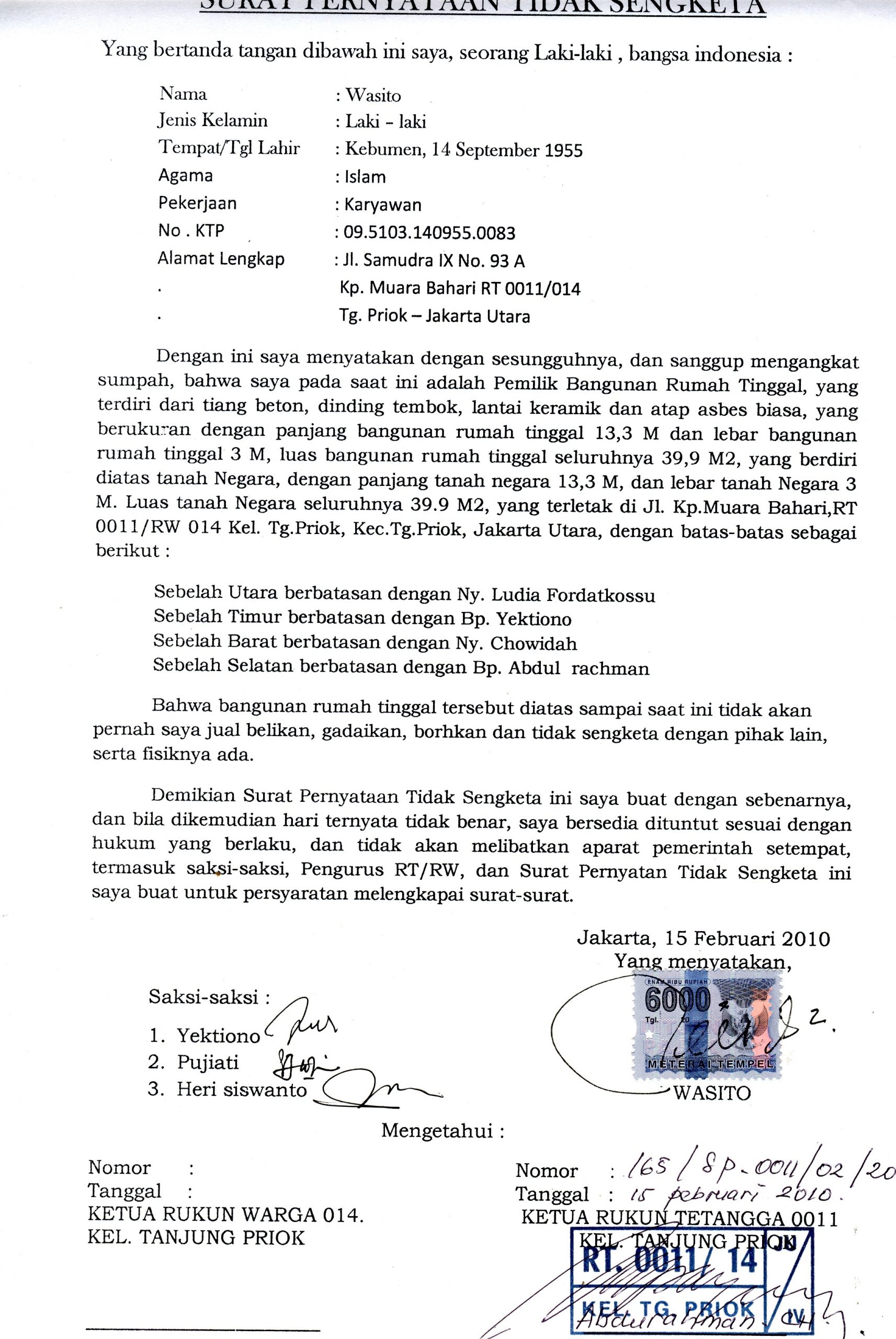 Detail Surat Pernyataan Hibah Rumah Nomer 25