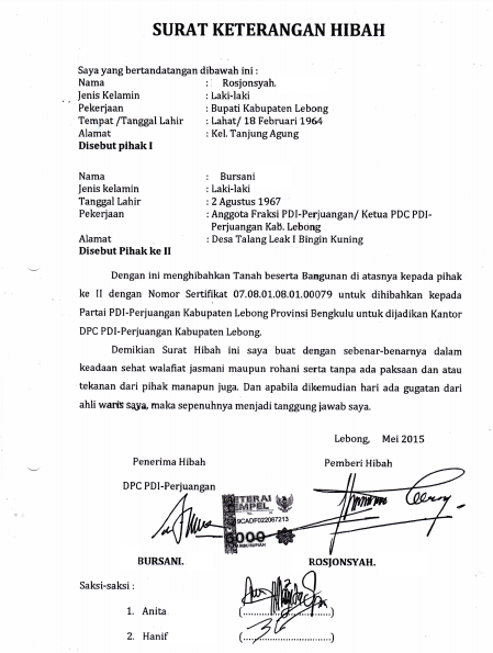 Surat Pernyataan Hibah Tanah - 54+ Koleksi Gambar