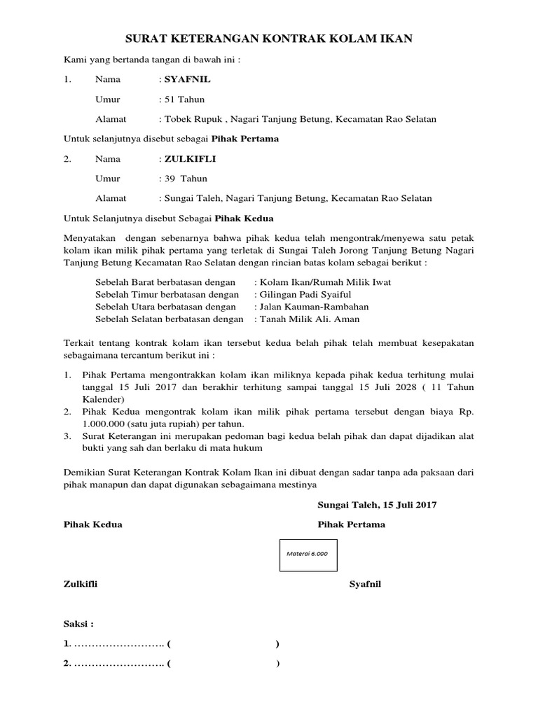 Detail Surat Pernyataan Hutang Piutang Nomer 39