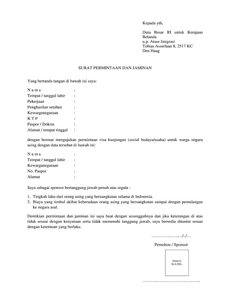 Detail Surat Pernyataan Jaminan Nomer 12