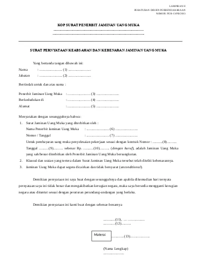 Detail Surat Pernyataan Jaminan Nomer 30