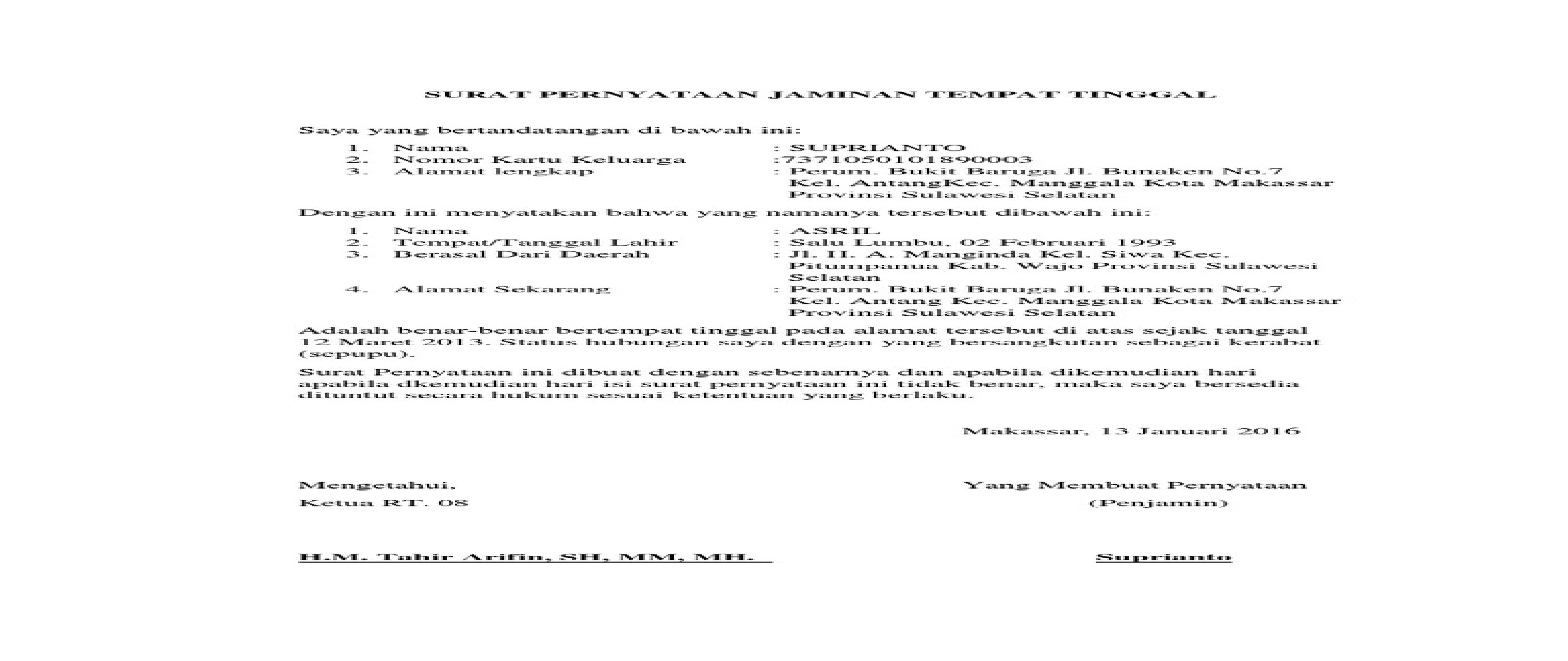 Detail Surat Pernyataan Jaminan Nomer 47