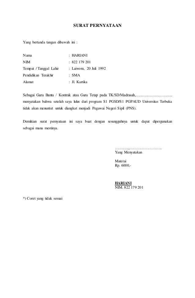 Detail Surat Pernyataan Keabsahan Data Nomer 9