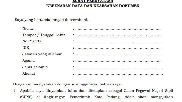 Detail Surat Pernyataan Keabsahan Data Nomer 17