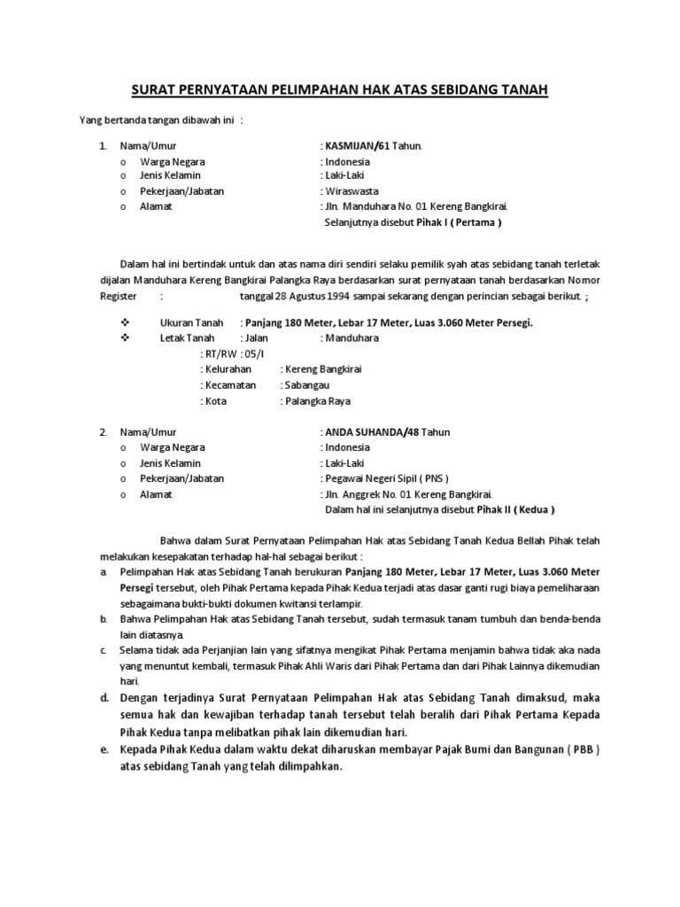 Detail Surat Pernyataan Kepemilikan Tanah Nomer 36