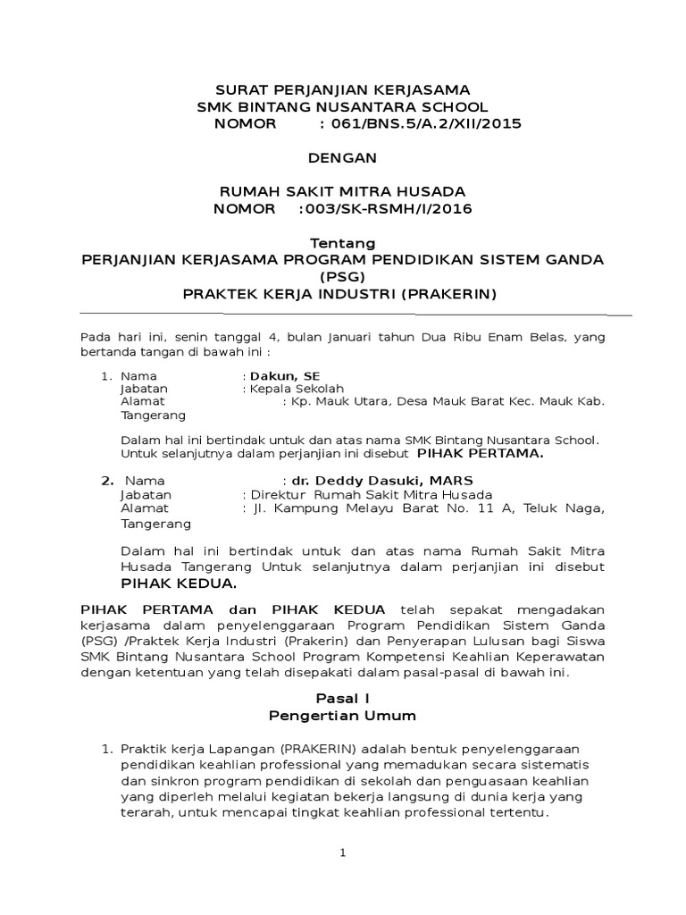 Detail Surat Pernyataan Kerjasama Nomer 45