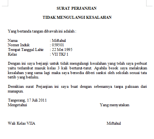 Detail Surat Pernyataan Kesalahan Nomer 5