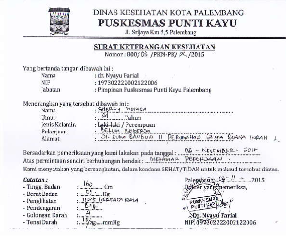 Detail Surat Pernyataan Kesehatan Nomer 37