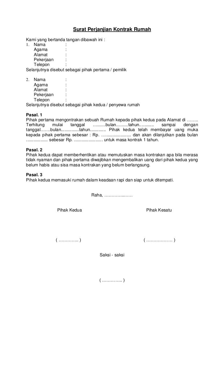 Detail Surat Pernyataan Kontrak Rumah Nomer 10