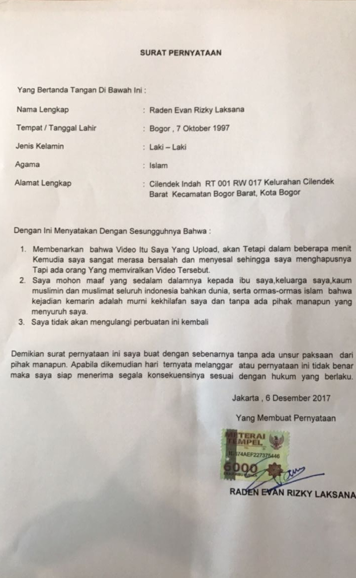 Detail Surat Pernyataan Maaf Nomer 15