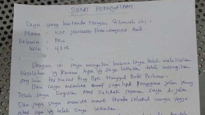 Detail Surat Pernyataan Maaf Nomer 30