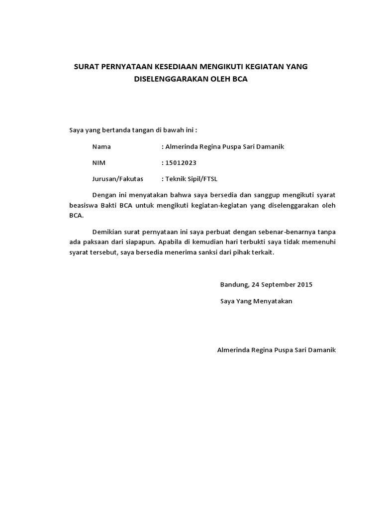 Surat Pernyataan Mengikuti Kegiatan - KibrisPDR