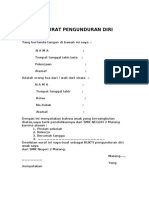 Detail Surat Pernyataan Mengundurkan Diri Dari Sekolah Nomer 19