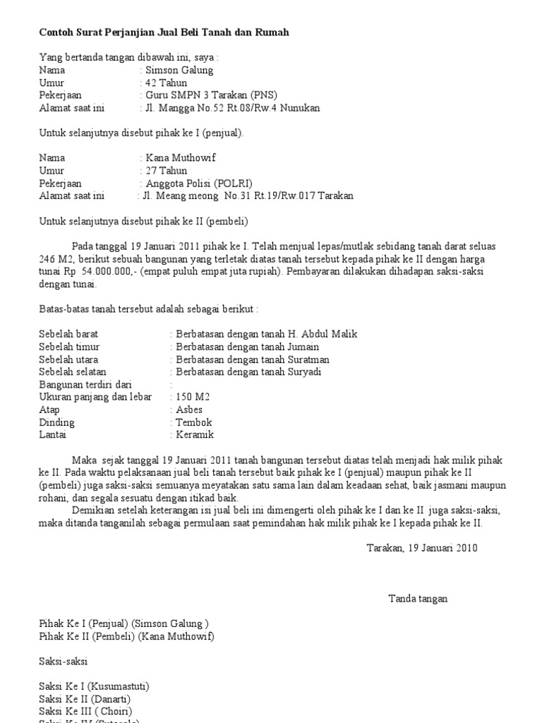 Detail Surat Pernyataan Menjual Tanah Nomer 30