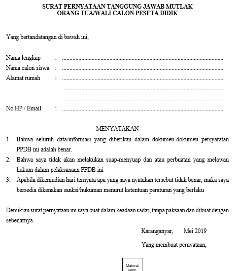 Detail Surat Pernyataan Mutlak Orang Tua Nomer 3