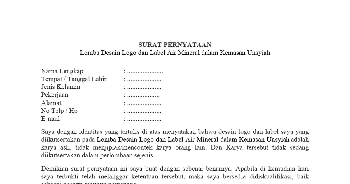 Detail Surat Pernyataan Nama Asli Nomer 12